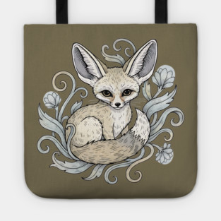 Fennec Fox with Desert Flowers Tote