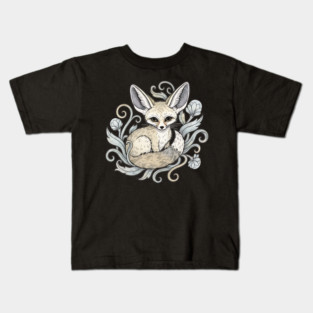 Fennec Fox with Desert Flowers Kids T-Shirt