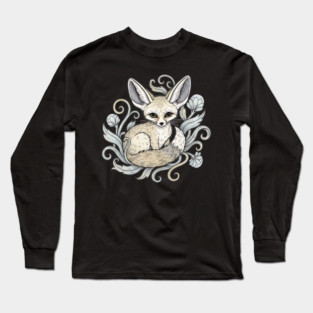 Fennec Fox with Desert Flowers Long Sleeve T-Shirt