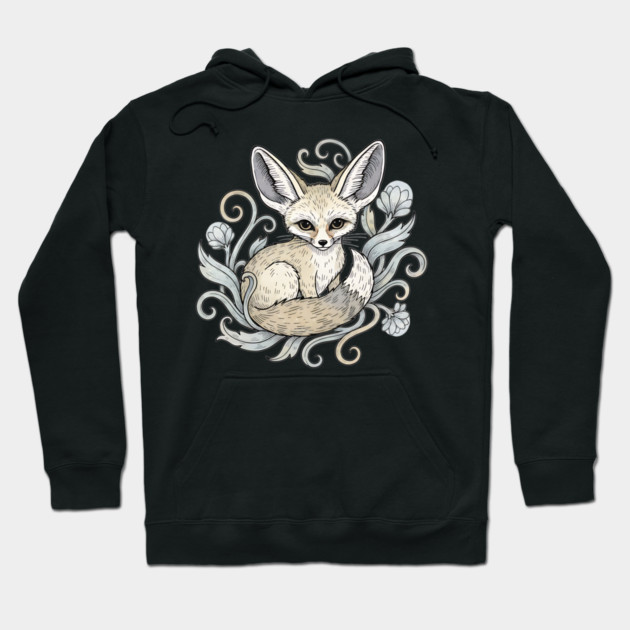 Fennec Fox with Desert Flowers Hoodie by BirdsnStuff