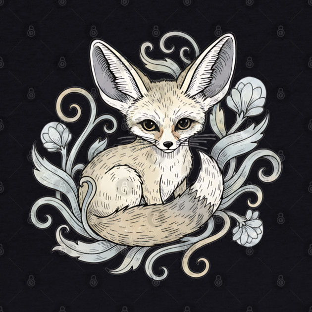 Fennec Fox with Desert Flowers by BirdsnStuff