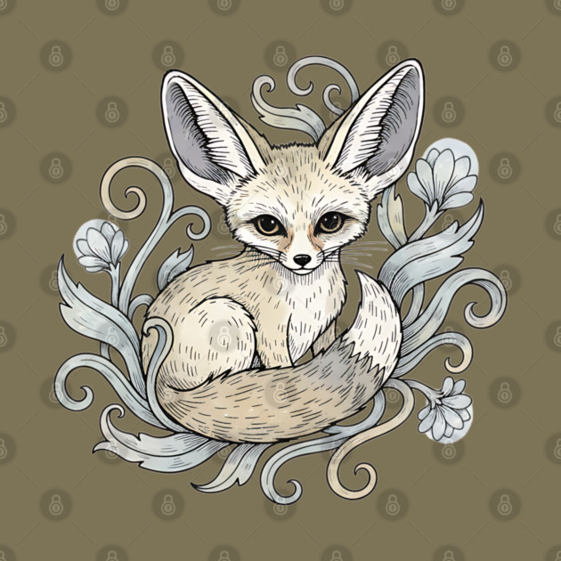 Fennec Fox with Desert Flowers by BirdsnStuff