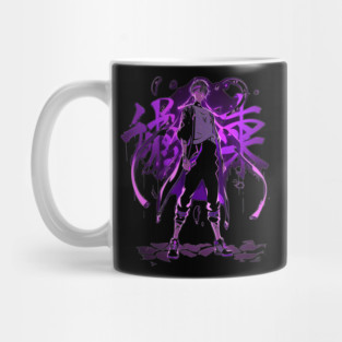 Dynamic Anime Character Purple Neon Glow Art Mug