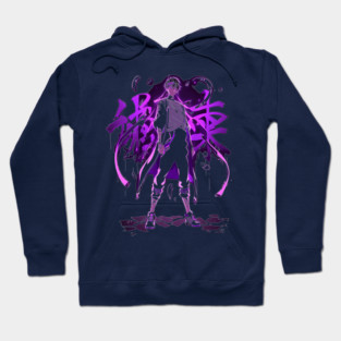 Dynamic Anime Character Purple Neon Glow Art Hoodie