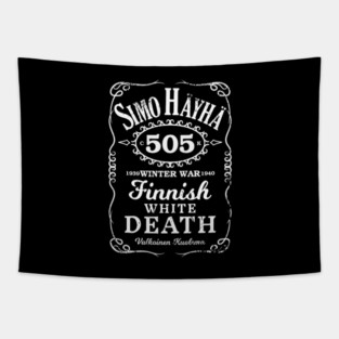 Simo Hayha Finnish Finland Suomi Sisu Whiskey Label Tapestry