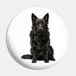 Croatian Sheepdog Dog Illustration Pin