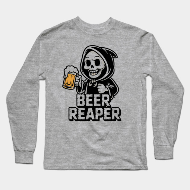Beer Reaper – Grim Drinker Hoodie Mascot Long Sleeve T-Shirt by Cosmo Gazoo
