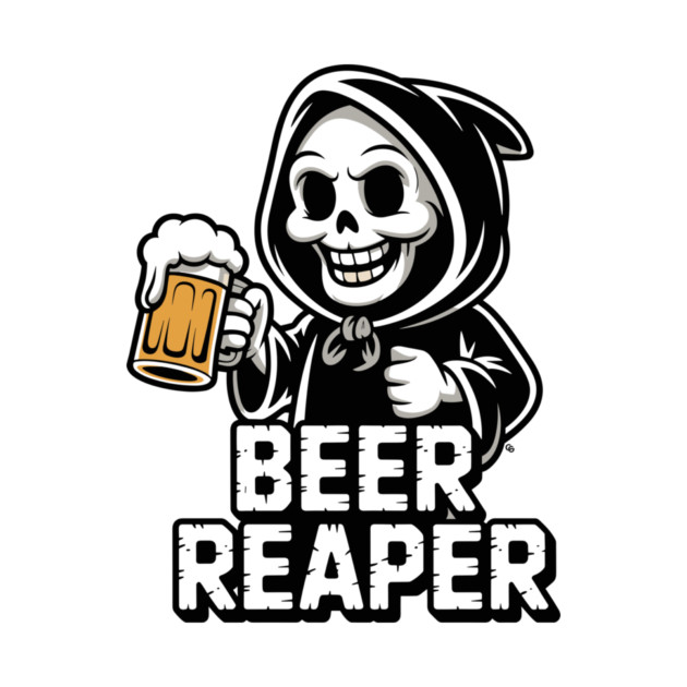 Beer Reaper – Grim Drinker Hoodie Mascot by Cosmo Gazoo