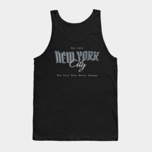 New York City Chrome Effect Typography - The City That Never Sleeps Est. 1624 Tank Top