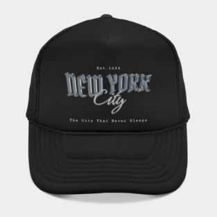New York City Chrome Effect Typography - The City That Never Sleeps Est. 1624 Hat