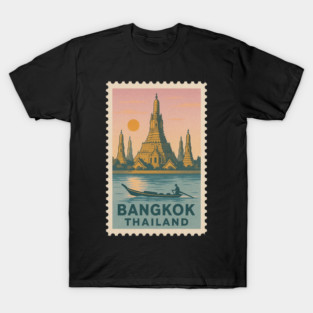 Vintage Bangkok Thailand Stamp | Retro Thai City Emblem | Classic Bangkok Travel Mark | Old-Style Southeast Asia Illustration T-Shirt