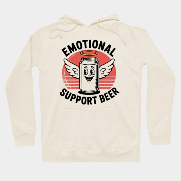 Emotional Support Beer – Retro Angel Can Hoodie by Cosmo Gazoo