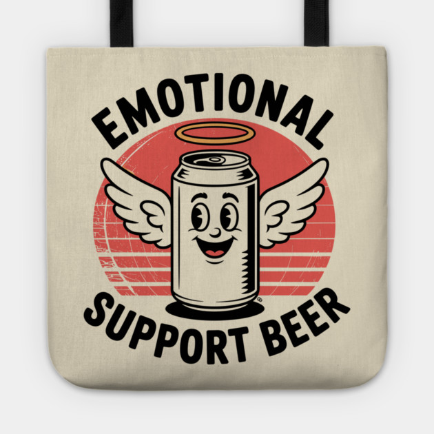 Emotional Support Beer – Retro Angel Can Tote by Cosmo Gazoo