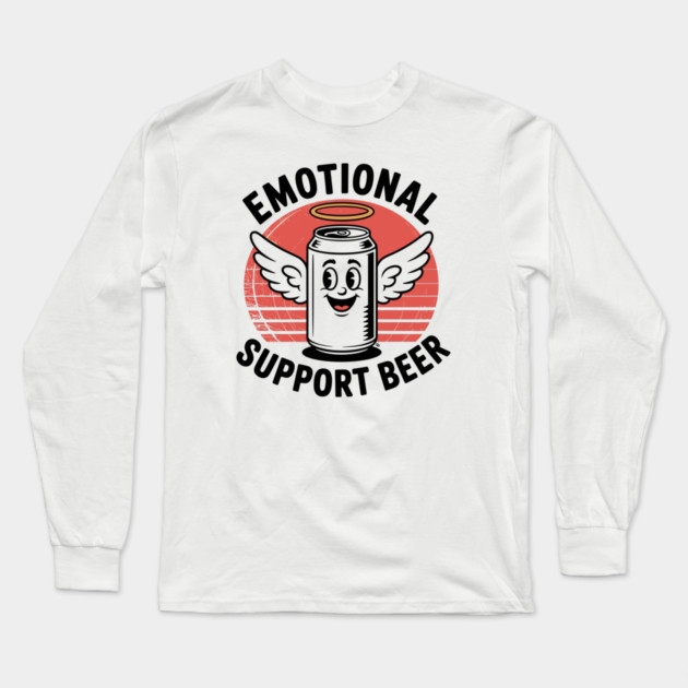 Emotional Support Beer – Retro Angel Can Long Sleeve T-Shirt by Cosmo Gazoo