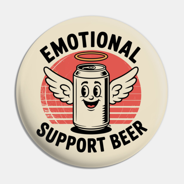 Emotional Support Beer – Retro Angel Can Pin by Cosmo Gazoo