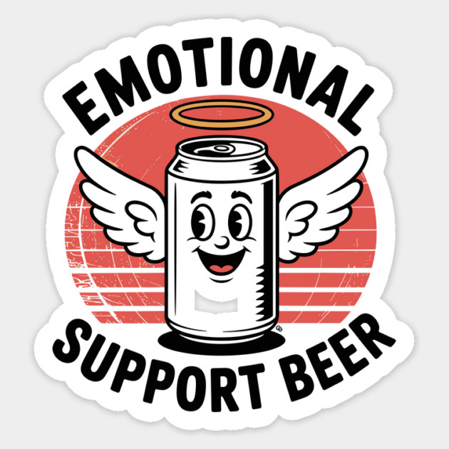 Emotional Support Beer – Retro Angel Can Magnet by Cosmo Gazoo