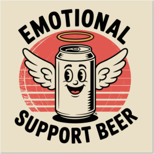 Emotional Support Beer – Retro Angel Can Posters and Art