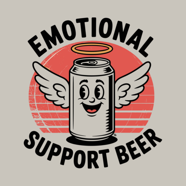 Emotional Support Beer – Retro Angel Can by Cosmo Gazoo
