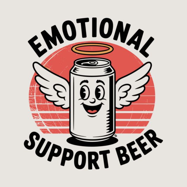 Emotional Support Beer – Retro Angel Can by Cosmo Gazoo