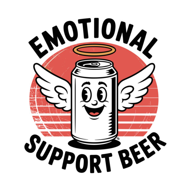Emotional Support Beer – Retro Angel Can by Cosmo Gazoo