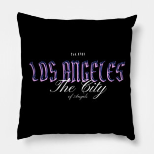 Los Angeles Chrome Effect Typography - The City of Angels Est. 1781 Pillow