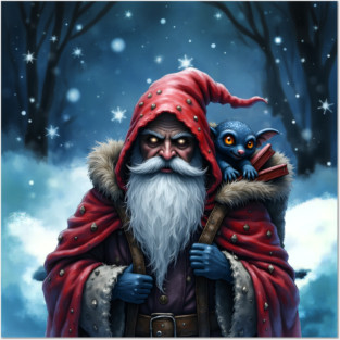 Frostbite Santa & His Mischief Elf. Posters and Art