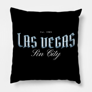Las Vegas Chrome Effect Typography - Sin City Est. 1905 Pillow