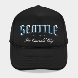 Seattle Chrome Effect Typography - The Emerald City Est. 1869 Hat