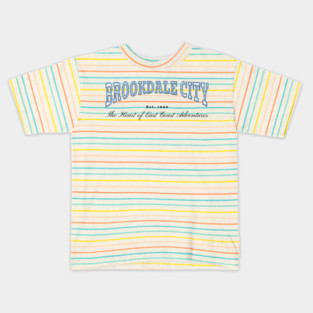 Brookdale City Chrome Effect Typography - The Heart of East Coast Adventures Est. 1886 Kids T-Shirt