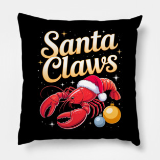 Santa Claws Funny Christmas Lobster Beach for Family Dinner Pillow