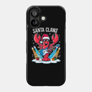 Santa Claws Funny Christmas Lobster with Rock Guitar Xmas Phone Case