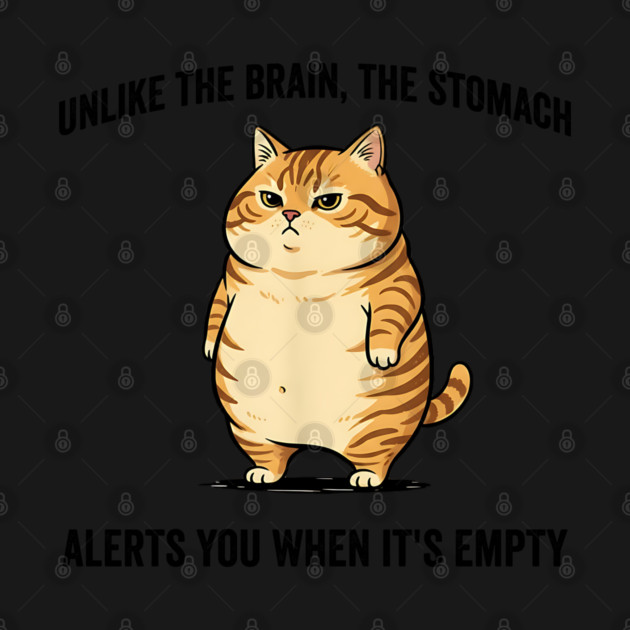 Unlike The Brain, The Stomach Alerts You When It's Empty snarky sarcastic cat insulting design by Luxinda
