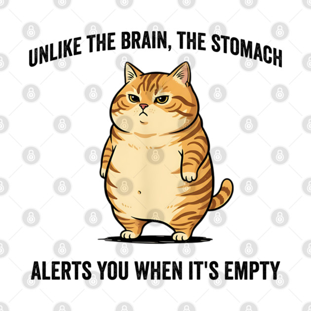 Unlike The Brain, The Stomach Alerts You When It's Empty snarky sarcastic cat insulting design by Luxinda