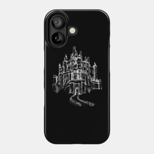 Haunted Castle On A Hill, goth spooky line art Phone Case