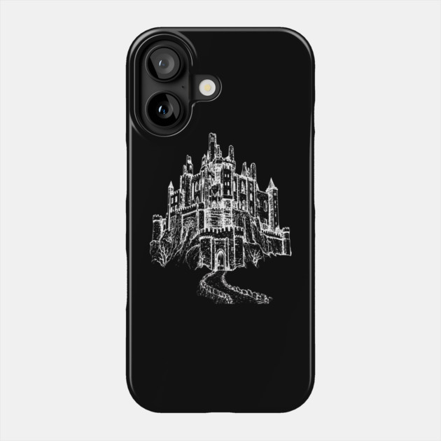 Haunted Castle On A Hill, goth spooky line art Phone Case by Luxinda