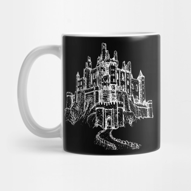 Haunted Castle On A Hill, goth spooky line art by Luxinda