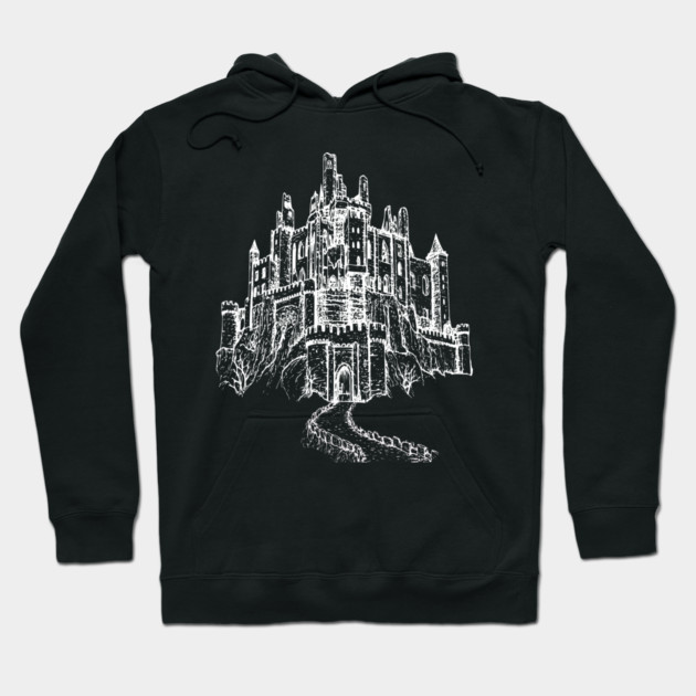 Haunted Castle On A Hill, goth spooky line art Hoodie by Luxinda