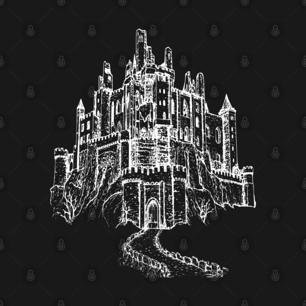 Haunted Castle On A Hill, goth spooky line art by Luxinda