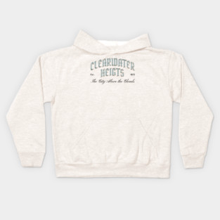 Clearwater Heights Chrome Effect Typography - The City Above the Clouds Est. 1872 Kids Hoodie