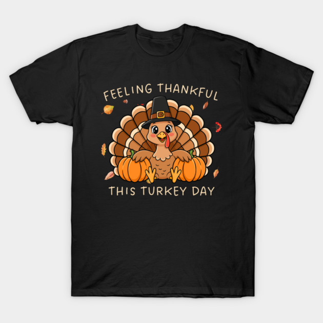 Thankful Turkey with Pumpkins T-Shirt by Creatifly Graphic Tees