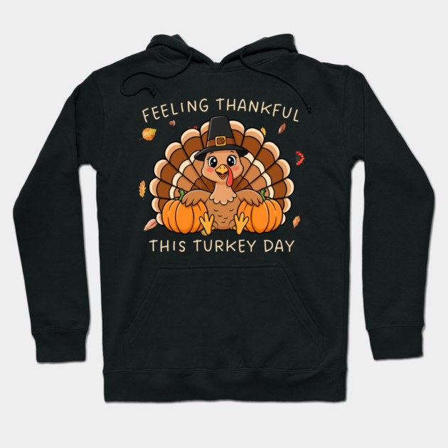 Thankful Turkey with Pumpkins Hoodie by Creatifly Graphic Tees