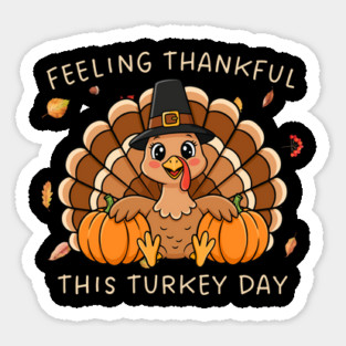 Thankful Turkey with Pumpkins Sticker