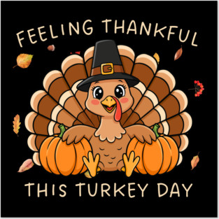 Thankful Turkey with Pumpkins Posters and Art