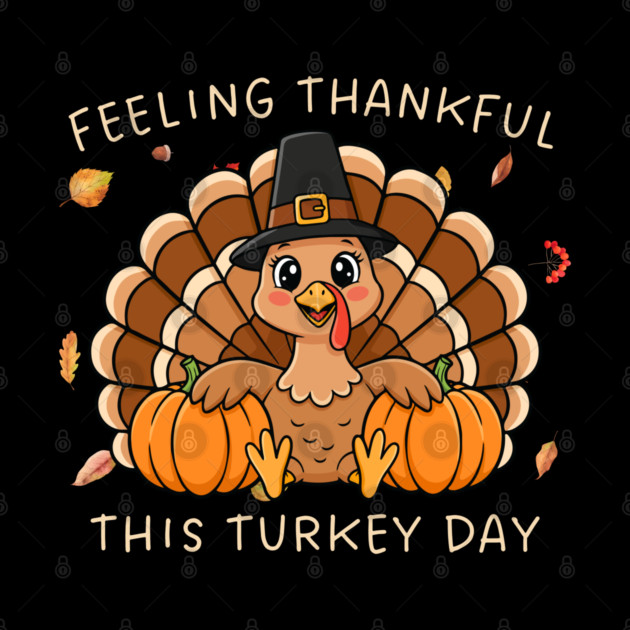 Thankful Turkey with Pumpkins by Creatifly Graphic Tees