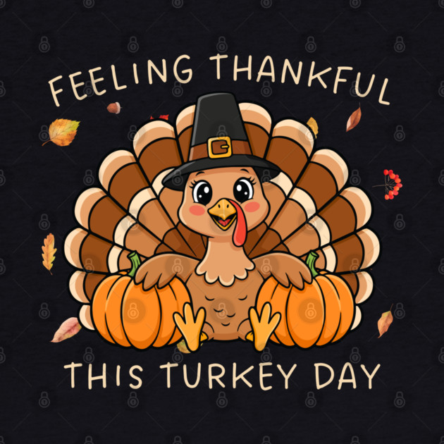 Thankful Turkey with Pumpkins by Creatifly Graphic Tees