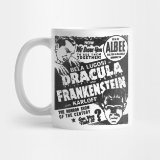 Dracula and Frankenstein Vintage Horror Host Movie Night Mug