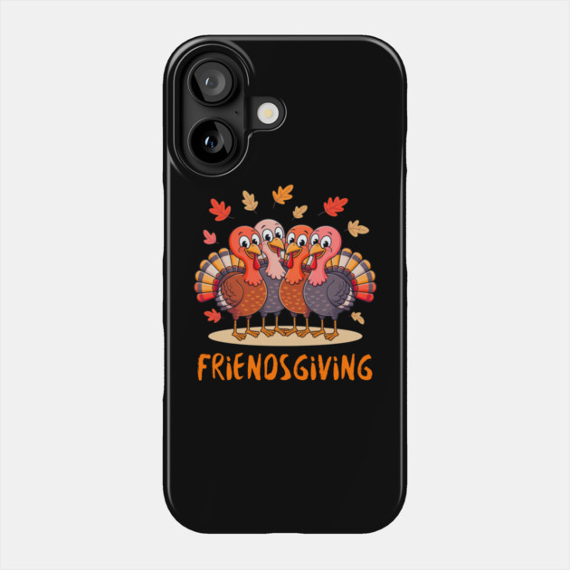 Turkey Friends Thanksgiving Hug Phone Case by Creatifly Graphic Tees