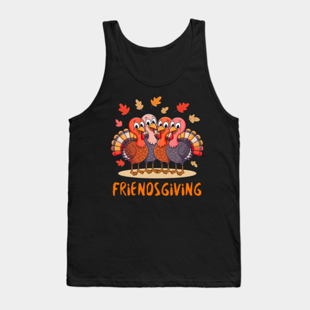 Turkey Friends Thanksgiving Hug Tank Top by Creatifly Graphic Tees