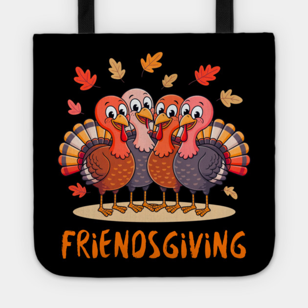 Turkey Friends Thanksgiving Hug Tote by Creatifly Graphic Tees