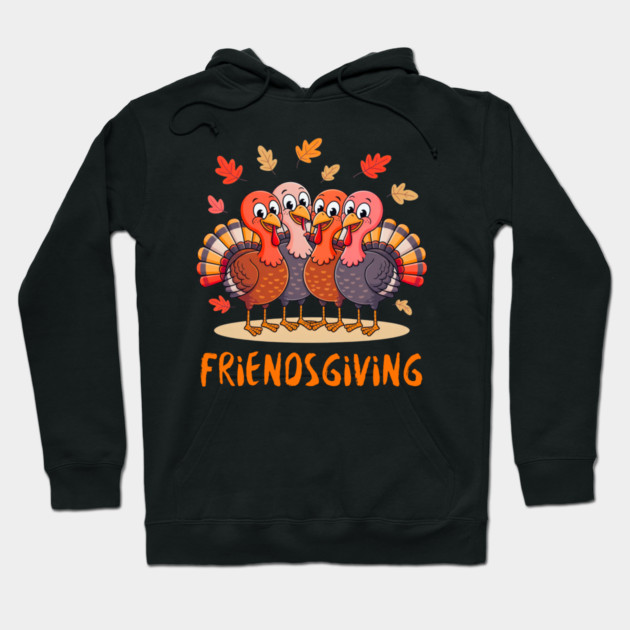 Turkey Friends Thanksgiving Hug Hoodie by Creatifly Graphic Tees